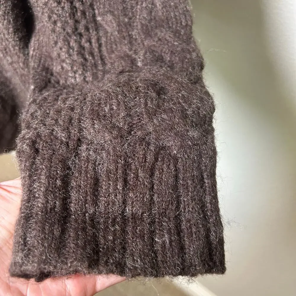 World Market NWT  brown wool blend chunky mock neck oversize sweater one size